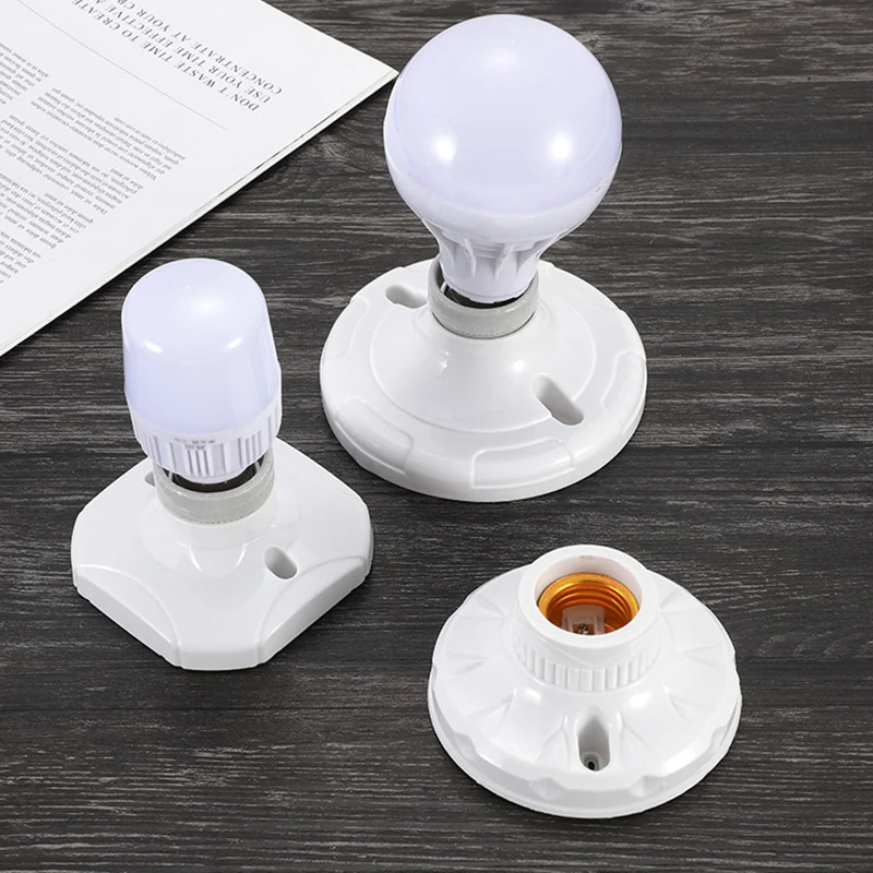 1PC Hanging Lamp Socket Base E27 Ceramics LED Light Bulb Holder Square Round Socket Base 6A 250V DIY Accessories