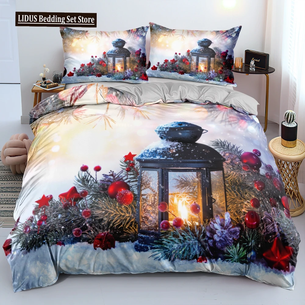 

3D Merry Christmas Duvet Cover Set And Pillowcase(s) King/Queen/Double Quilt Covers Set 3D Bedding Sets Queen Size 2/3pcs