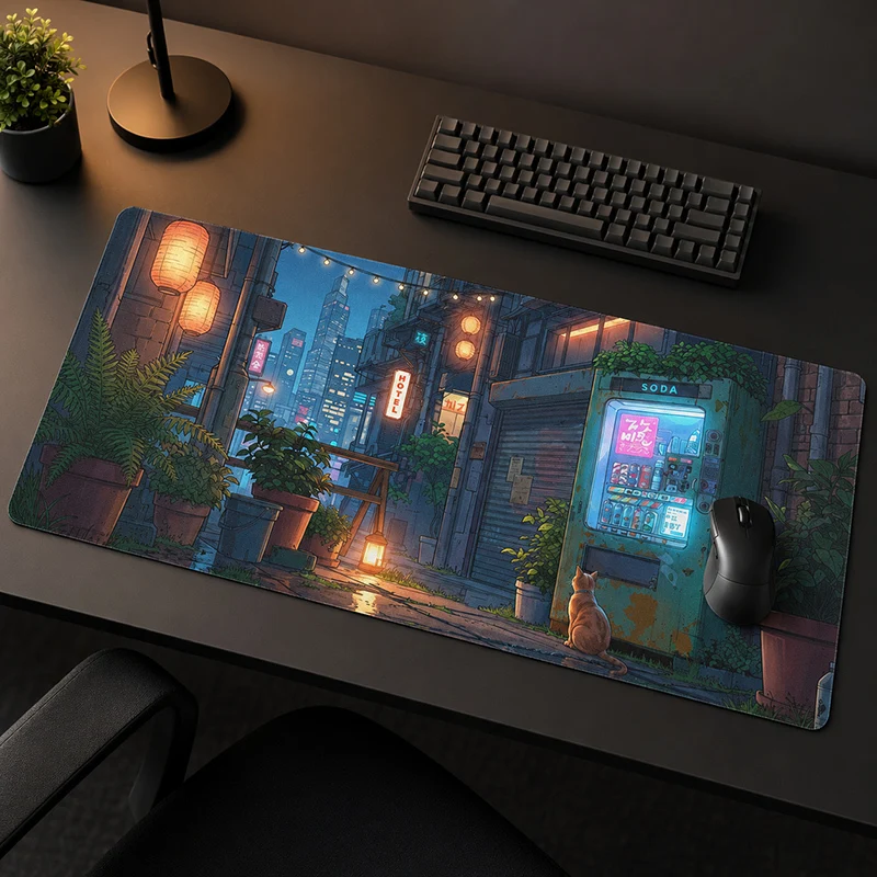 Mouse Pad Gamer Neon Alley XL HD New Custom Mousepad XXL MousePads Carpet Soft Non-Slip Natural Rubber Computer Mice Pad