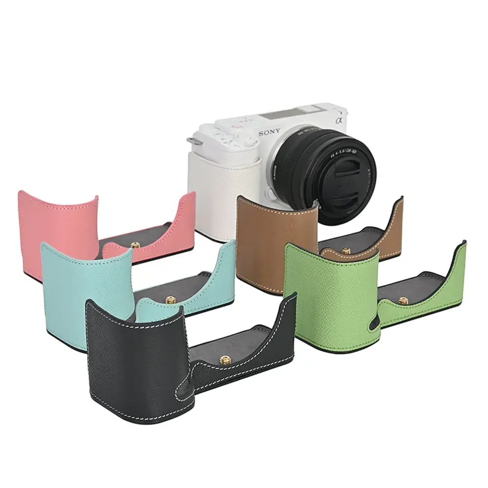 Camera Half Body Case For Sony ZV-E1 ZVE1 Aluminum Metal Genuine Leather  Battery Opening Bottom Cover