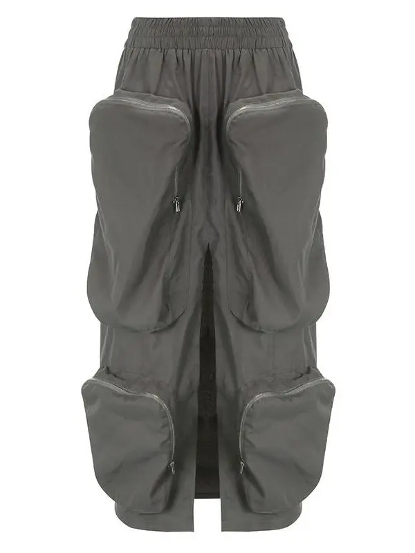 

Autumn New Women's High Waist Zipper Stitching Skirt Cleanfit Sle mid Waist PVC Fabric Ciwalk Polyester Fiber