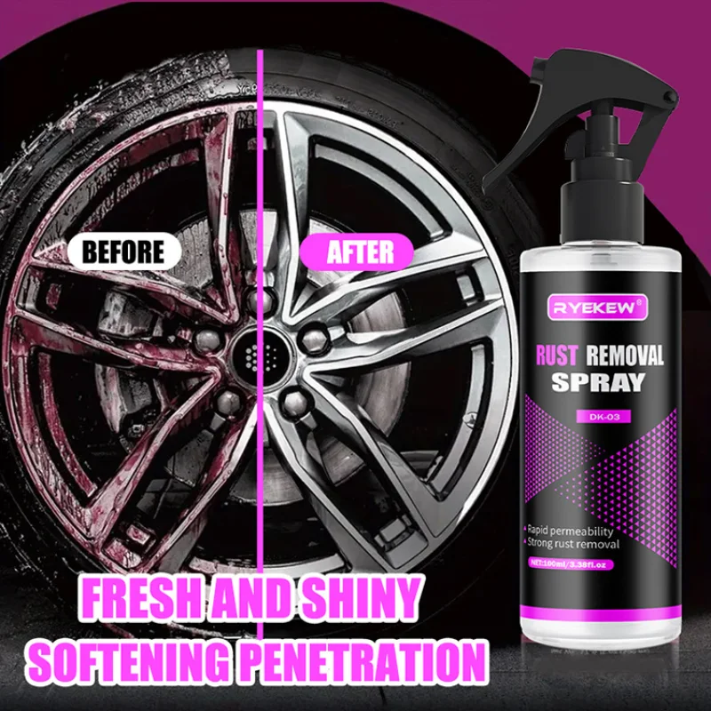 Car Wheels Rust Remover Multi Purpose Rim Cleaner Brake Paint Protect Metal Dust Iron Powder Remover Car Care Chrome Spray