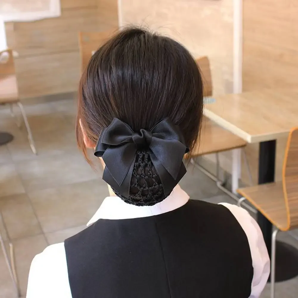 Vintage Sweet Female Headwear Nurse Hotel Ponytail Clip Korean Bun Snood Hairgrips Cover Net Women Spring Clip Gift