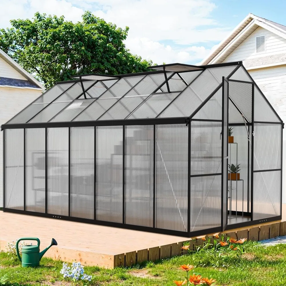 

8x14FT Greenhouse for Outdoor, Greenhouse Kit with UV-Resistant PC Panels, Large Walk-in Green House, Greenhouses