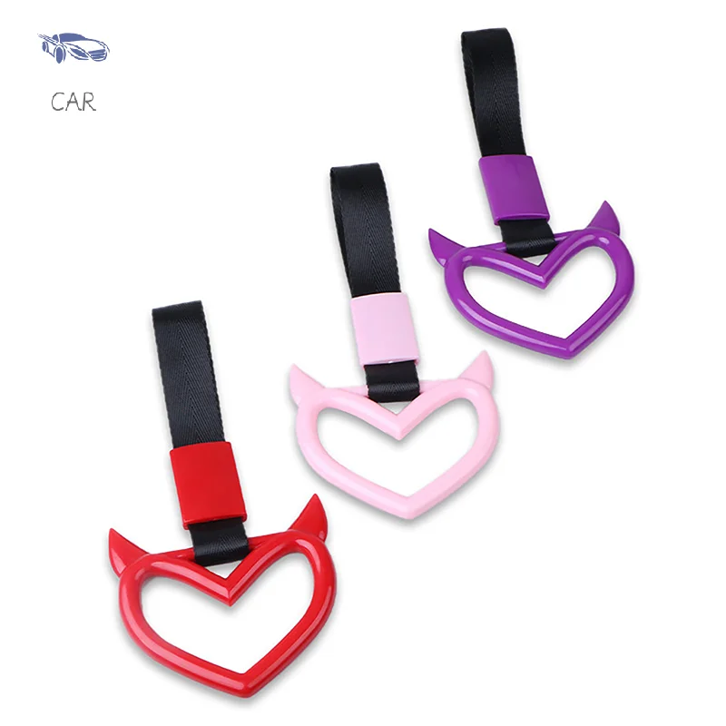 Colorful Car Tow Strap Tsurikawa Ring Heart JDM Train Bus Handle Hand Strap Styling Drift Charm Strap Auto Accessories