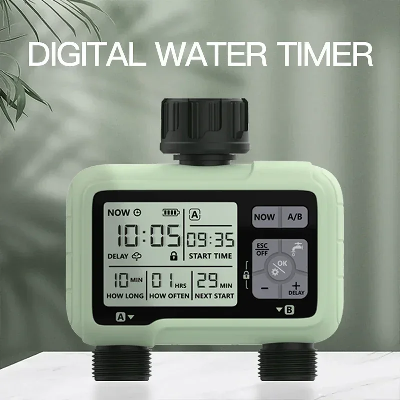 

Super Timing System 2-Outlet Water Timer Precisely Watering Up Outdoor Automatic Irrigation Fully Adjustable Program