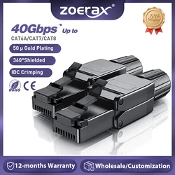ZoeRax Cat8 Cat7 Cat6a Connectors RJ45 Tool Free Industrial Ethernet Easy Jack Shielded RJ45 Modular Termination Plug - 1PCS