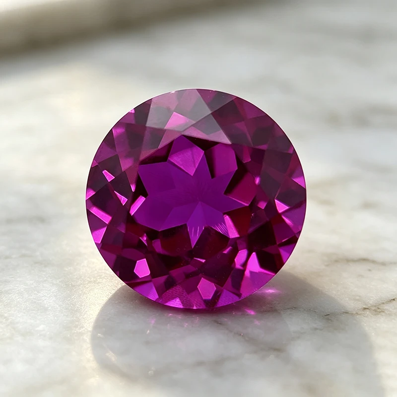 Laborgezüchteter Saphir im Rundschliff, Sakura-Hot-Pink-Farbe, Edelstein-Anhänger für DIY-Ringe, Halsketten und Ohrringe, mit wählbarem Zertifikat – Detail 3