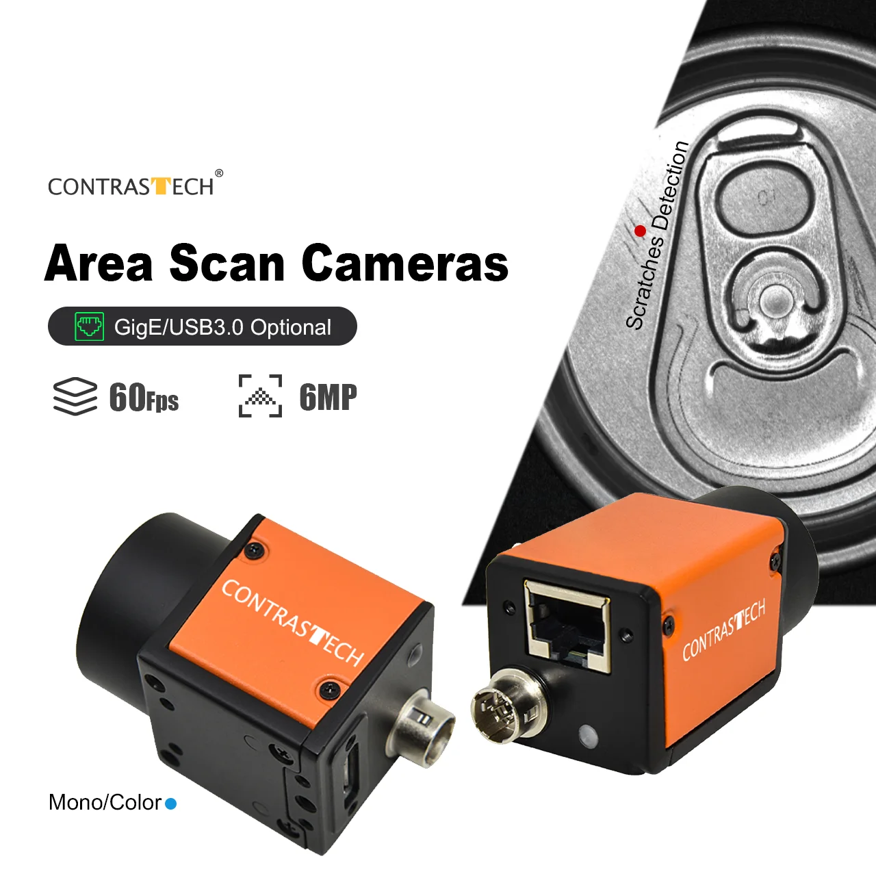 

6MP 60fps IMX178 CMOS GigE USB3.0 Vision Rolling Shutter Basler High Resolution Camera for Automation Inspection Contrastech