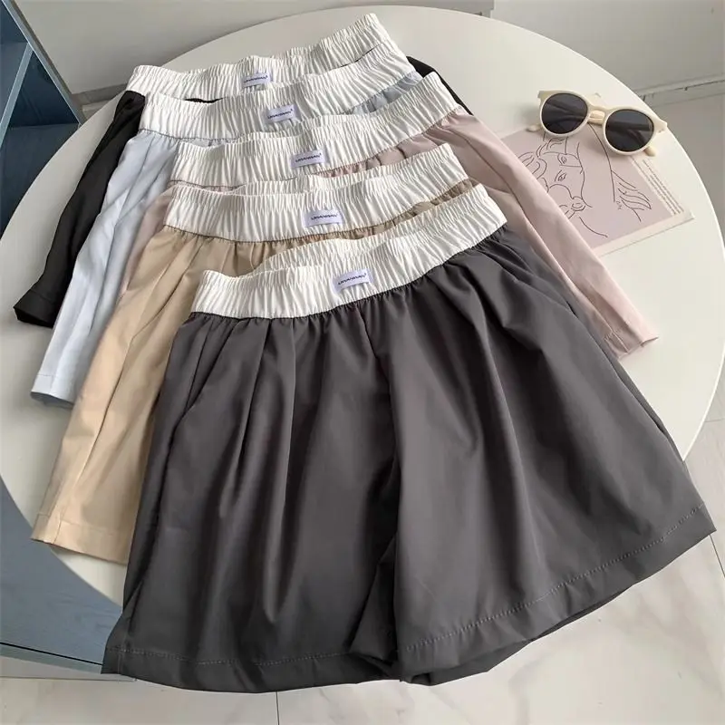 Women Ice Silk Quick Dry Sports Shorts 5 Inch Wide Leg Loose Fit Summer Thin New Slimming Casual Y2K Korean Style Sweatpants