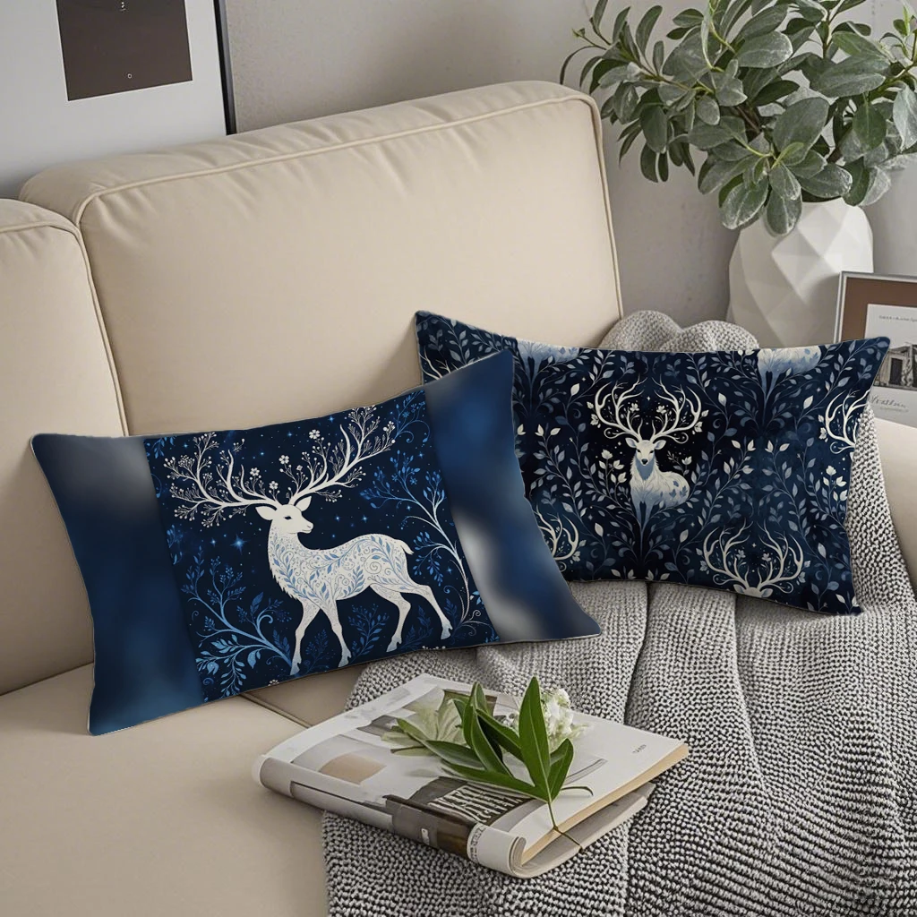 Enchanted Forest Deer Lumbar Pillowcases Suitable For Sofa Bedroom Car Pillow Cover Cushion Rectangular Back Cushion