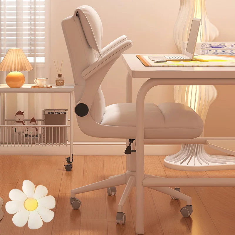 팔걸이 접이식 회전 컴퓨터 의자 인체공학적 사무용 의자 넓은 좌석 작업 학습용 현대적인 스틸 다리 홈 게이밍 책상 의자