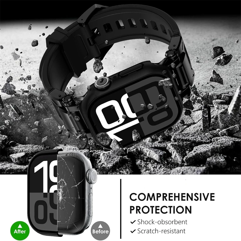 Vidrio + cubierta para Apple Watch funda 10 9 8 7 6 SE 5 iWatch accesorios Protector de pantalla Apple watch serie 44mm 40 41 45 mm 42mm 46mm