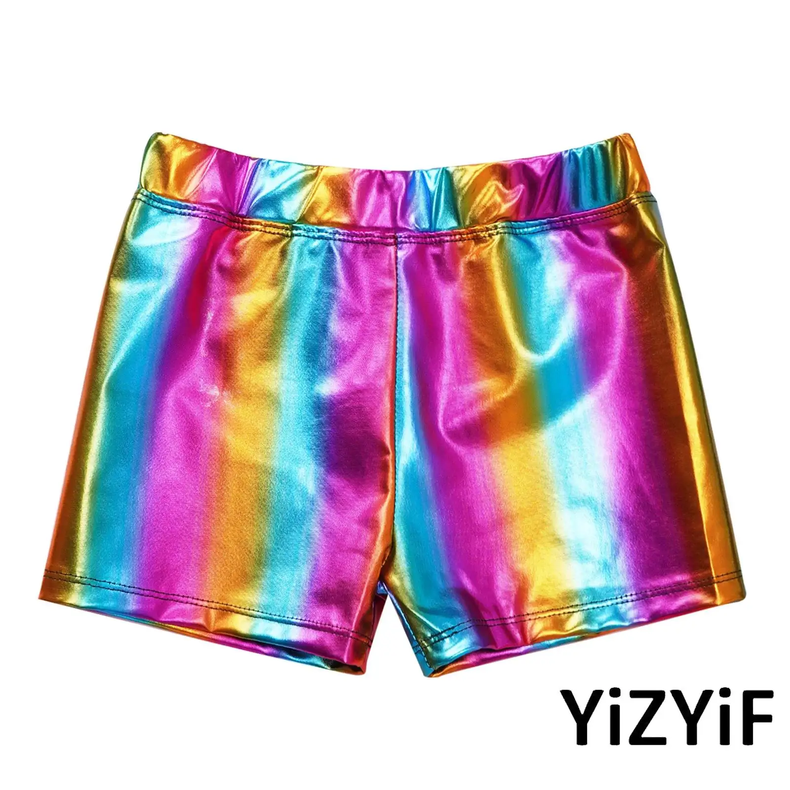 

Kids Girls Hip-hop Jazz Dance Boxer Shorts Metallic Shiny Elastic Waistband Hot Pants for Jazz Ballet Disco Dance Stage Shows