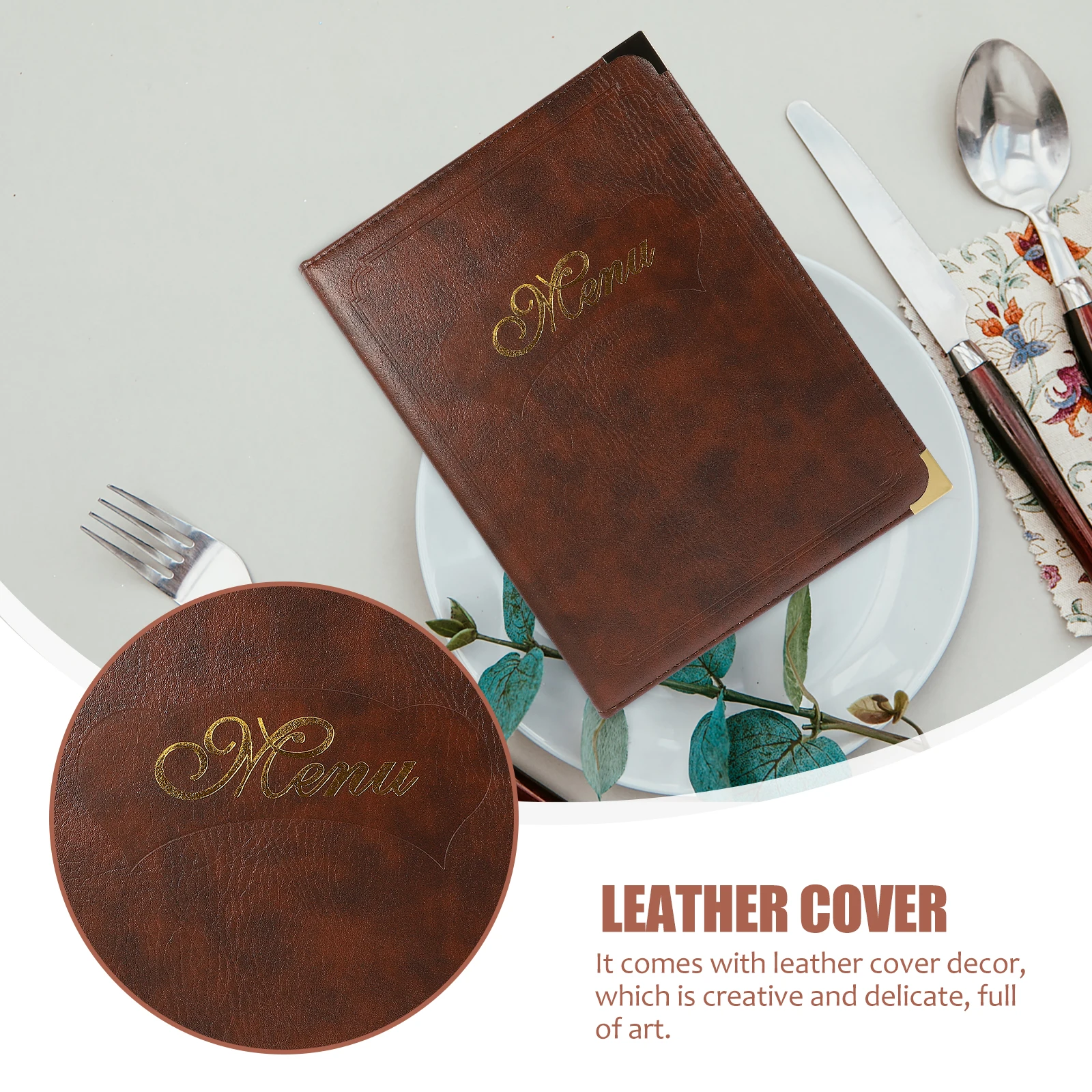 

Menu Book Holder for Restaurant Bar A4 Size Protect Content Replaceable Pages Server Note Pads Drinks Supplies