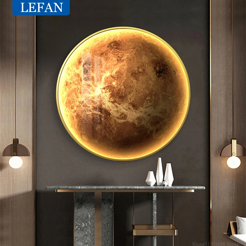 Imagem -05 - Mars-levou Lâmpada de Parede Design Nórdico Pintura Decorativa para Sala de Estar Quarto Luz Noturna Urano Mercúrio Neptune