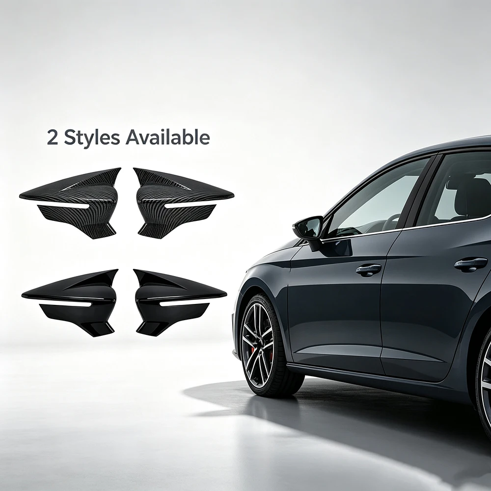 2Pcs Add‑On Rear View Side Mirror Cover Cap Exterior Trim For SEAT Leon MK3 5F ST FR Cupra Ibiza Mk5 Arona KJ7 2017‑2020