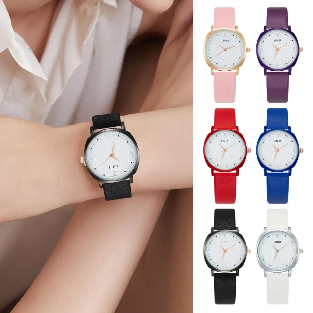 Elegant Ladies Watch With Faux Leather Strap Quartz Faux Diamond Round Dial Wristwatch For Daily Life Parties Offices Dates