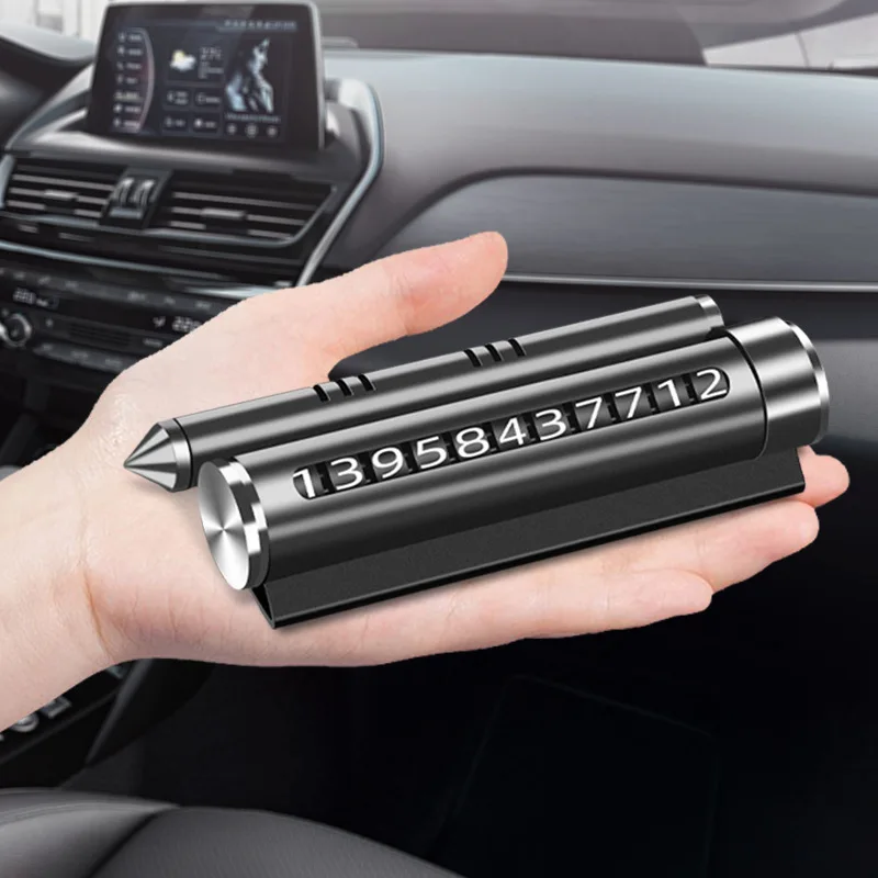 Multifunctional aroma temporary parking number plate relocation phone creative four-in-one phone holder car safety hammer