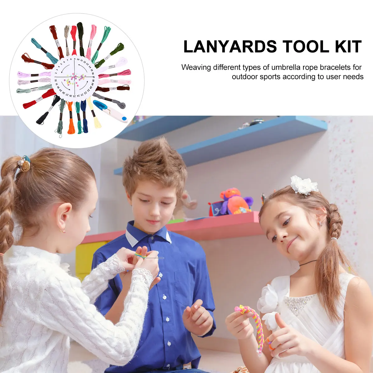 

Circular Loom 24 Color Threads Beads Scissors Bracelet Maker DIY Craft Kit Jewelry H made Set Umbrella Rope lanyards tool