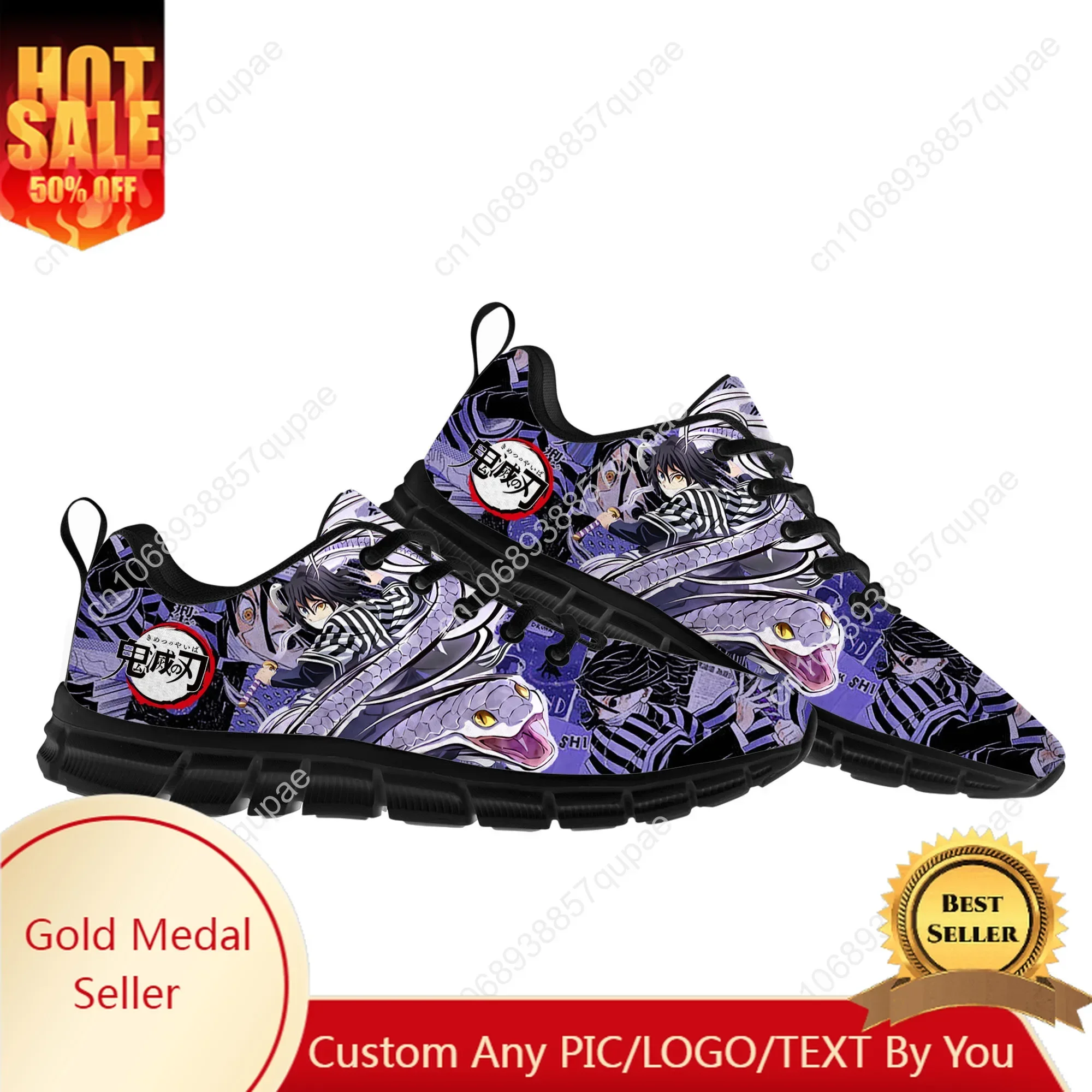 

Obanai Iguro Sports Shoes Mens Womens Teenager Sneakers Fashion Casual Made Anime Cartoon High Quality Couple Shoes