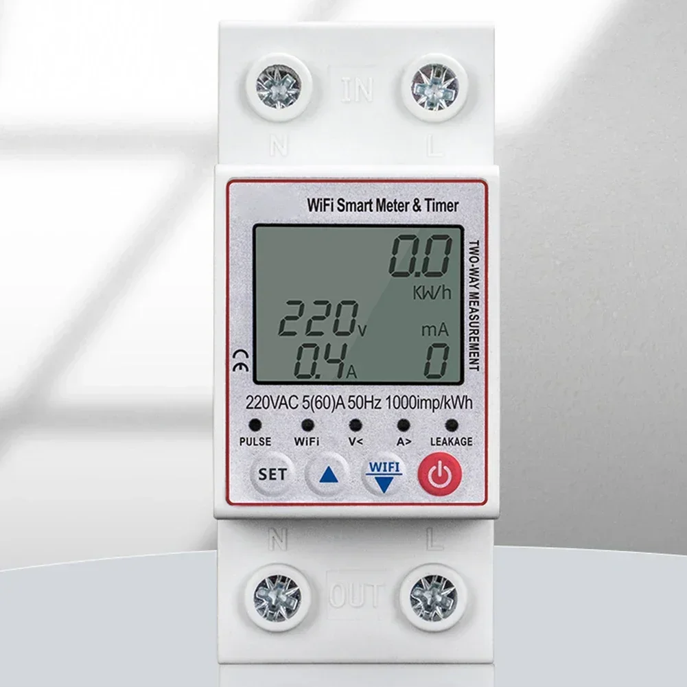 Realtime Metering WiFi Circuit Breaker DIY Installation Mobile App Control LCD Display Power Monitor Smart Home