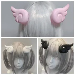 Tocado Harajuku Steampunk Y2K para mujer, diadema con alas de Ángel, horquilla Lolita, accesorios góticos para el cabello para niñas picantes