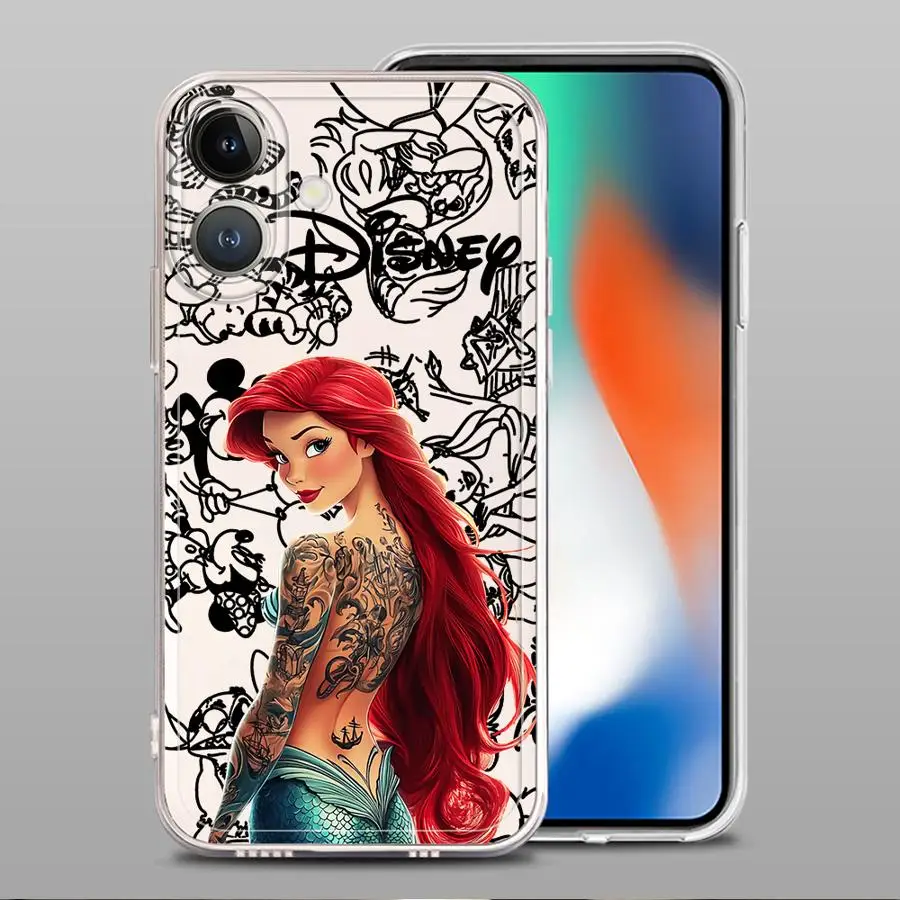 เคสโทรศัพท์ลายเจ้าหญิงแอเรียลจากดิสนีย์ สำหรับ iPhone 17 Air XR 7 8 16e 13 12 11 Pro MAX 12 Mini 16 15 14 Plus  แบบนิ่ม