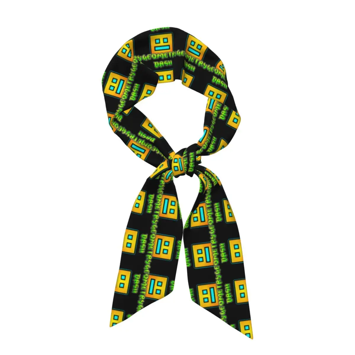 Geometry Dash Women Long Narrow Scarf Soft Skinny Scarf Multi-use Neck Head Wrap for Office Daily Party