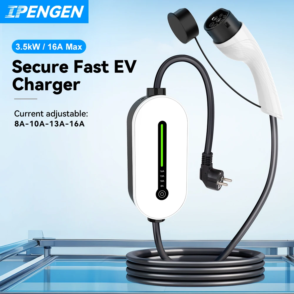 IPENGEN EV Portable Charger Type2 /GBT Plug Connector 16A 1Phase 3.5KW Type1 3.5m Wallbox Charging Station for Electric Vehicle