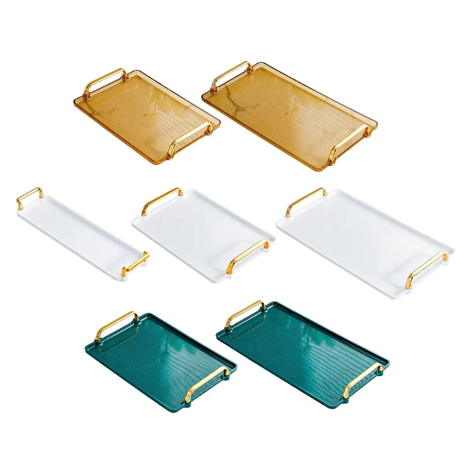 Serving Tray with Handle Countertop Organizer Makeup Dish Countertop Perfume Rectangle Serving Tray for Housewarming Eating