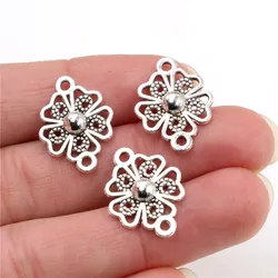 21x15mm 20pcs Antique Silver Plated Flower Style Connector Handmade Charms Pendant:DIY for bracelet necklace-