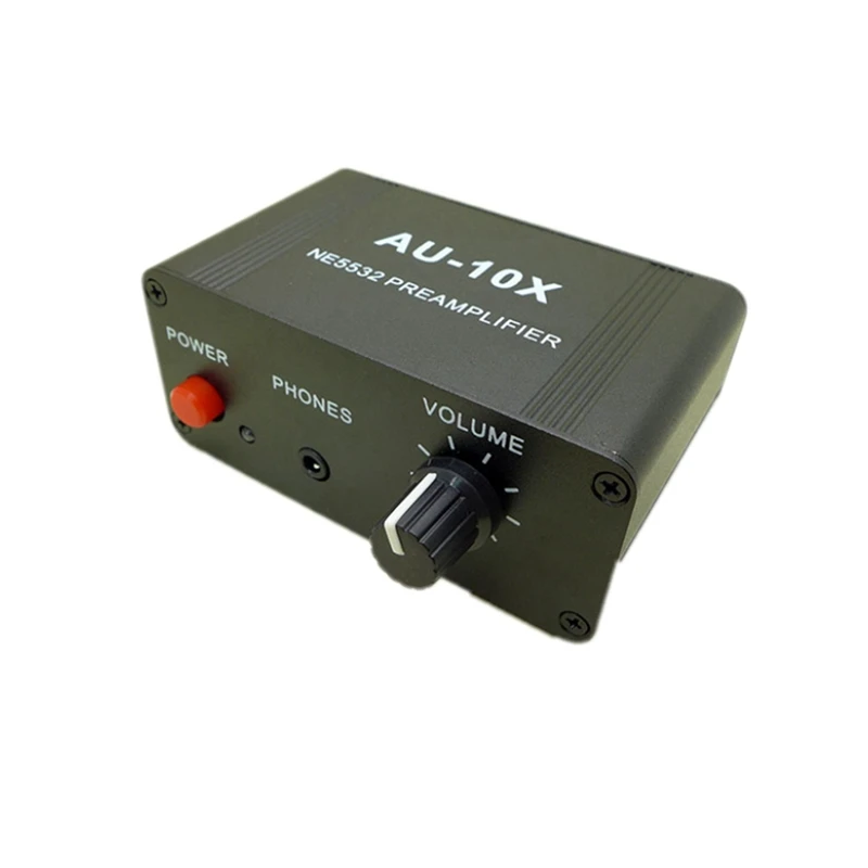 AU-10X NE5532 Stereo Audio Preamplifier Amp Headphone Amplifier Board Gain 20Db RCA 3.5MM Volume Control EU Plug