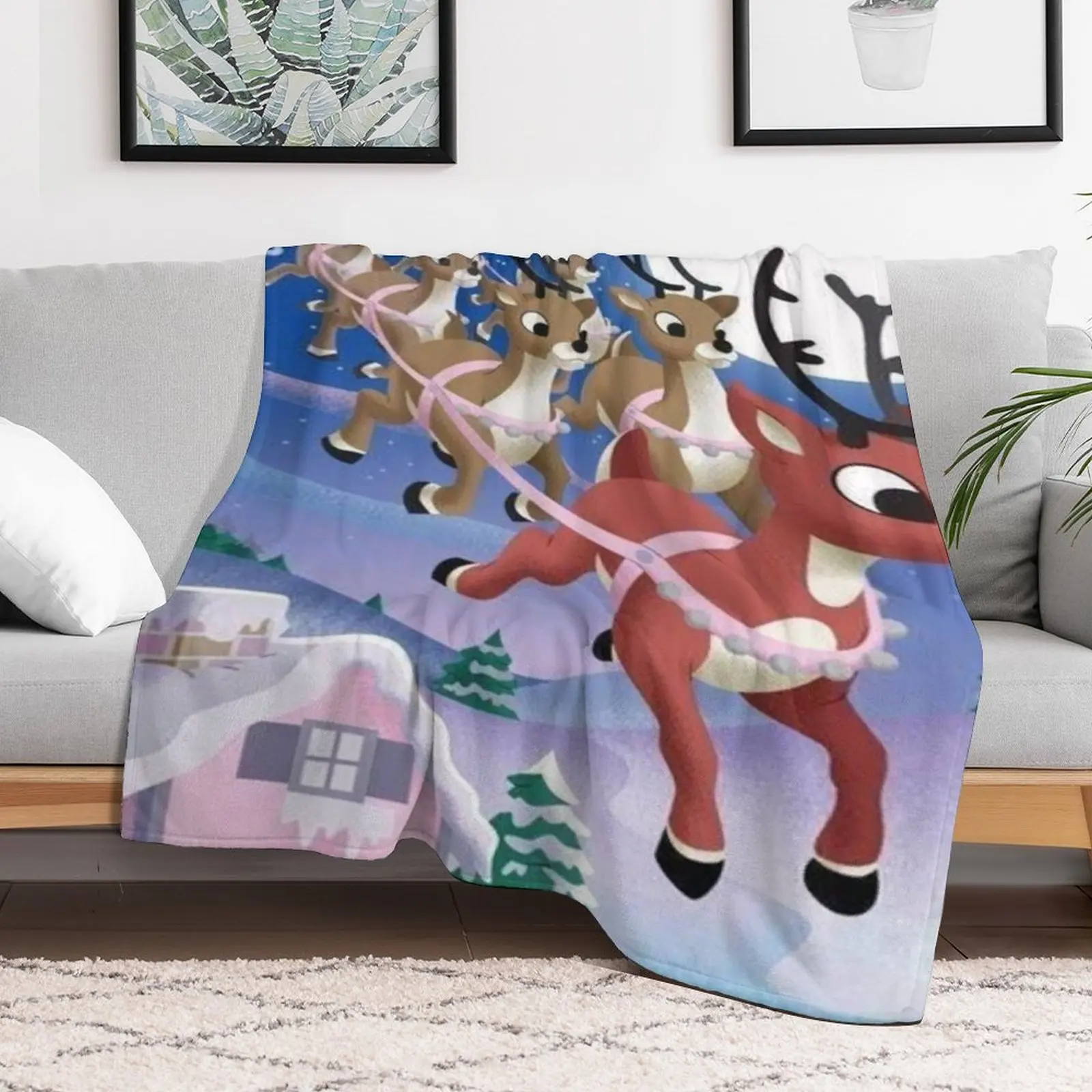 RUDOLPH THE REDNOSE REINDEER & FRIENDS Throw Blanket for sofa Flannel Blankets For Baby Blankets