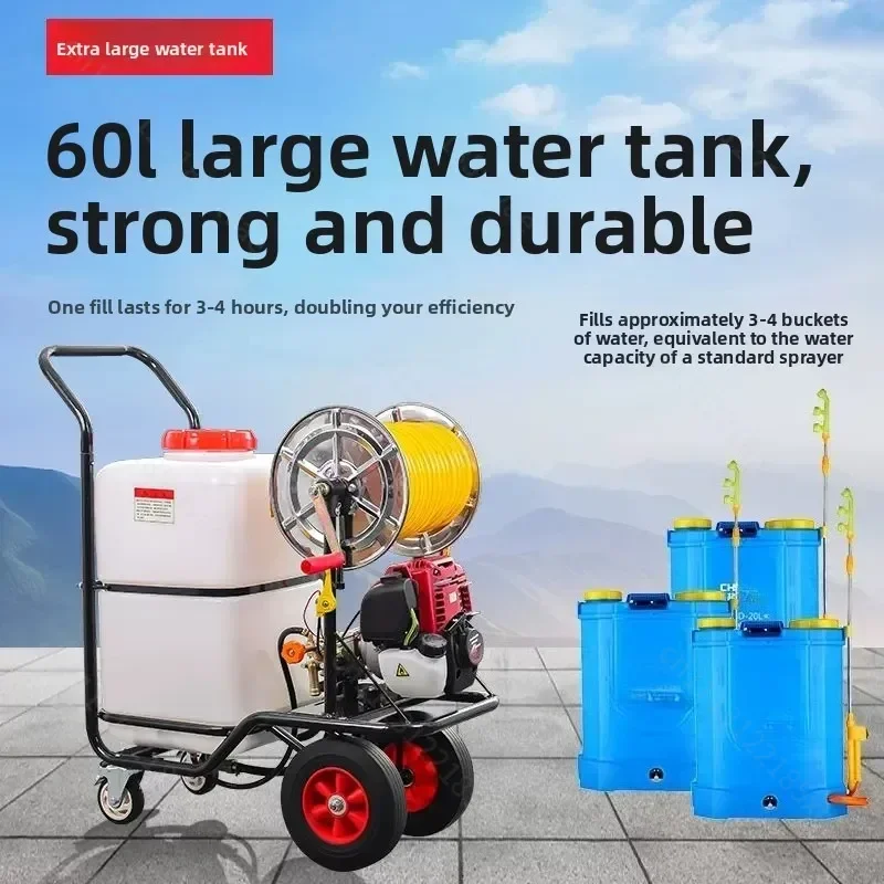 Wheeled Sprayer, High-Pressure Agricultural 60-Liter Insect Control and Disinfection Sprayer, Sprayer Cart for Orchards