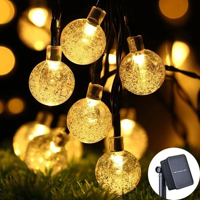 Guirlande Lumière LED Solaire Boule en Cristal PDQ 3