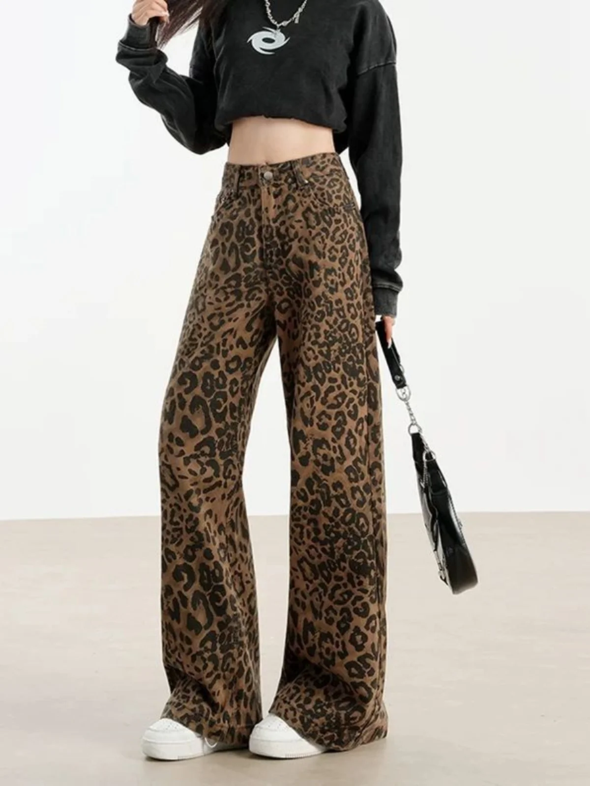 American Sle Yellow High Waist Loose Women's Jeans Spring New Loose Wide Leg Straight Long Trousers Faionable