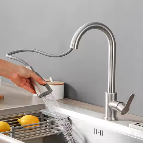 Modern Stainless Steel 360&deg; Rotating Telescopic Kitchen Sink Faucet Bathroom Basin Faucet Durable Easy Install Stylish for Home
