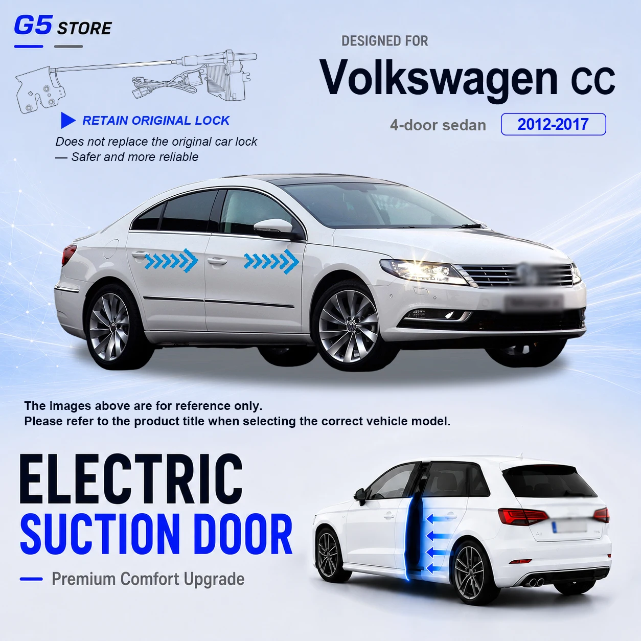 For Volkswagen CC 2012-2017 Car Electric Suction Door Soft Close Kit Retain Original Lock Automatic Door Closing System