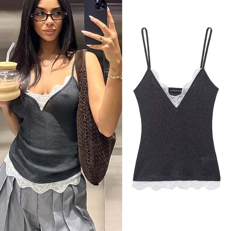 

Women's Top 2025 New Fashion Lace Camisole Top for Women Casual Chic Ladies Slip Top