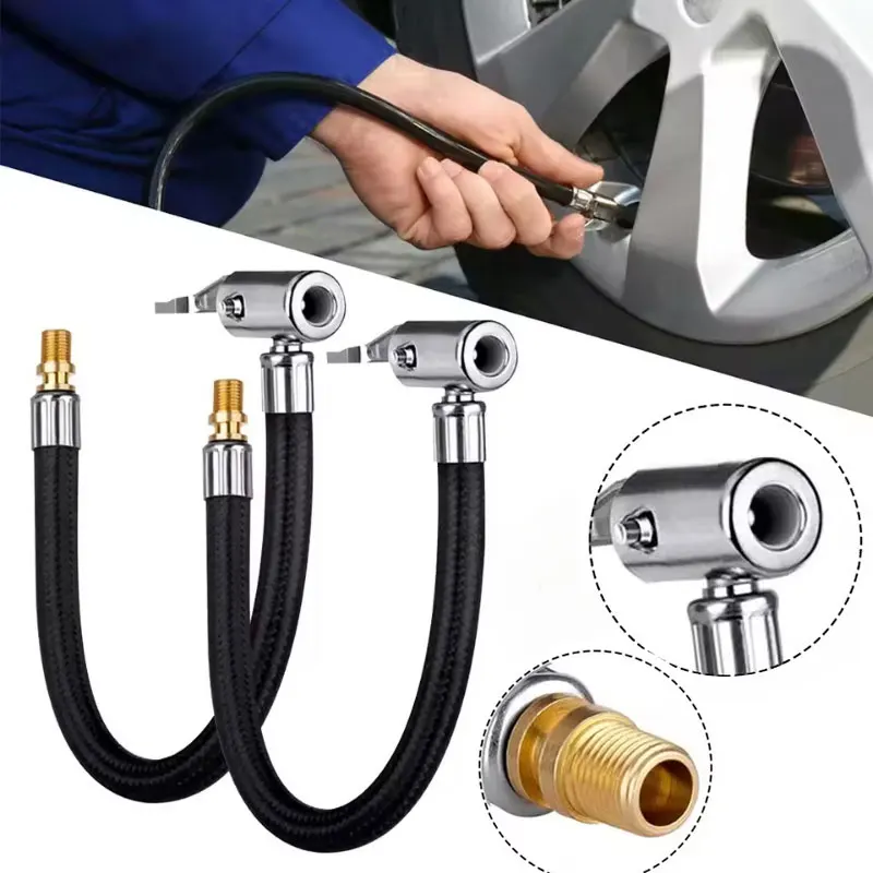 

Car Tire Inflator Hose Long 40CM Twisted Tire Connection Locking Air Chuck for Car Bike Motorcycle Cannot Deflate