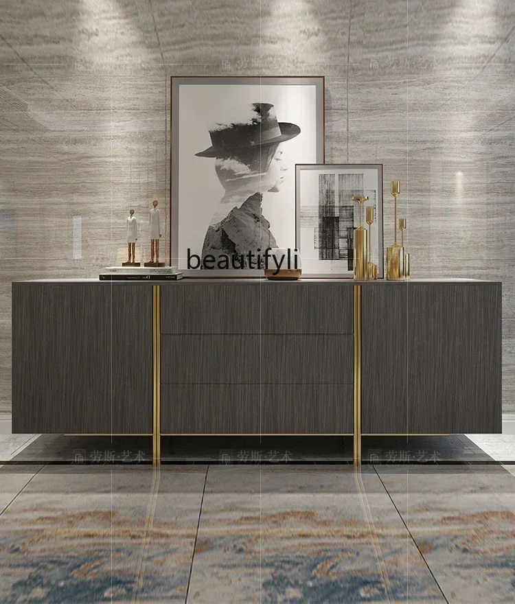 

cqyEntrance cabinet light luxury style living room American solid wood foyer Italian postmodern multi-function shoe cabinet