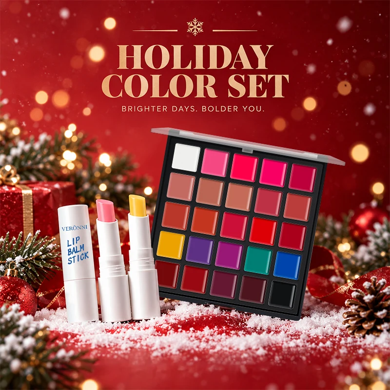 25 Colors Lipstick Palette Color Changing Lip Balm Set Christmas Gift Box Fall Winter Hydrating Lip Care Multi Use Gift for Her