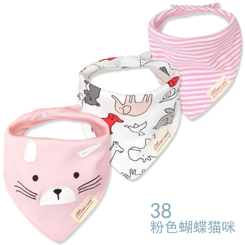 

Baby Girls Cotton Bibs 3-Pack Bandana Drool Bibs for Newborns Boys Infants Cute Girl Boy Feeding Set Adjustable Snap Neck Bibs