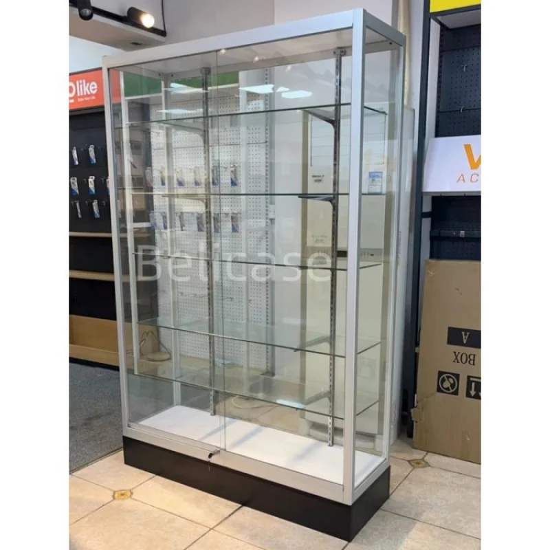 2025customized.Smoke Shop Supplier Glass Display Cabinet with Led lighting Full Showcase with Adjustable Shelves Smoke Sh