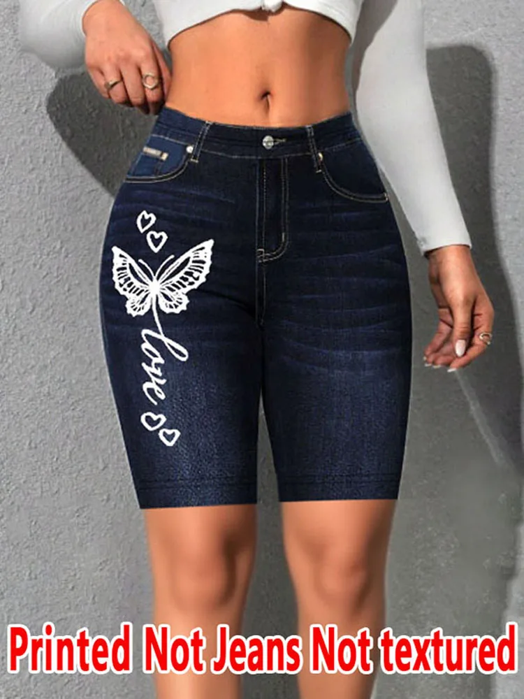 

8244 [Printed Leggings - Not Faux Denim Fabric]Printed Leggings Without Texture - Non-Faux Denim Fabric,