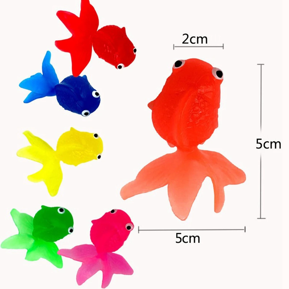 10Pcs Sea Animals Toys Float Gold Fish Toys Assorted Colors Outdoor Pool Game Stress Relief Toy for Party Favors Decoration