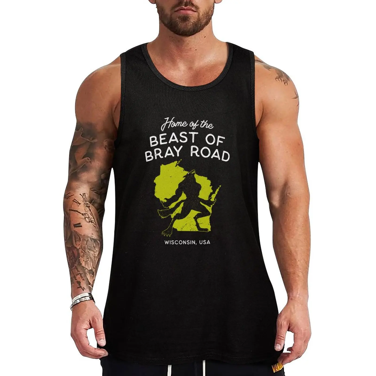

Home of the Beast of Bray Road - Wisconsin USA Tank Top summer clothes man 2025 Clothing vest men