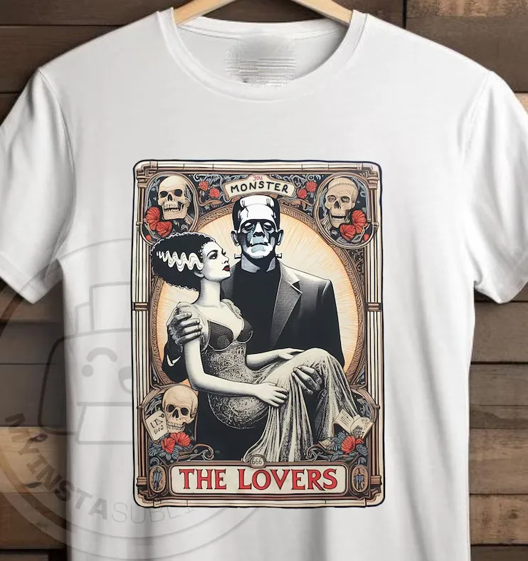 

The Lovers Shirt, Retro Halloween Shirt Horror Tarot Card Tee S-5Xl