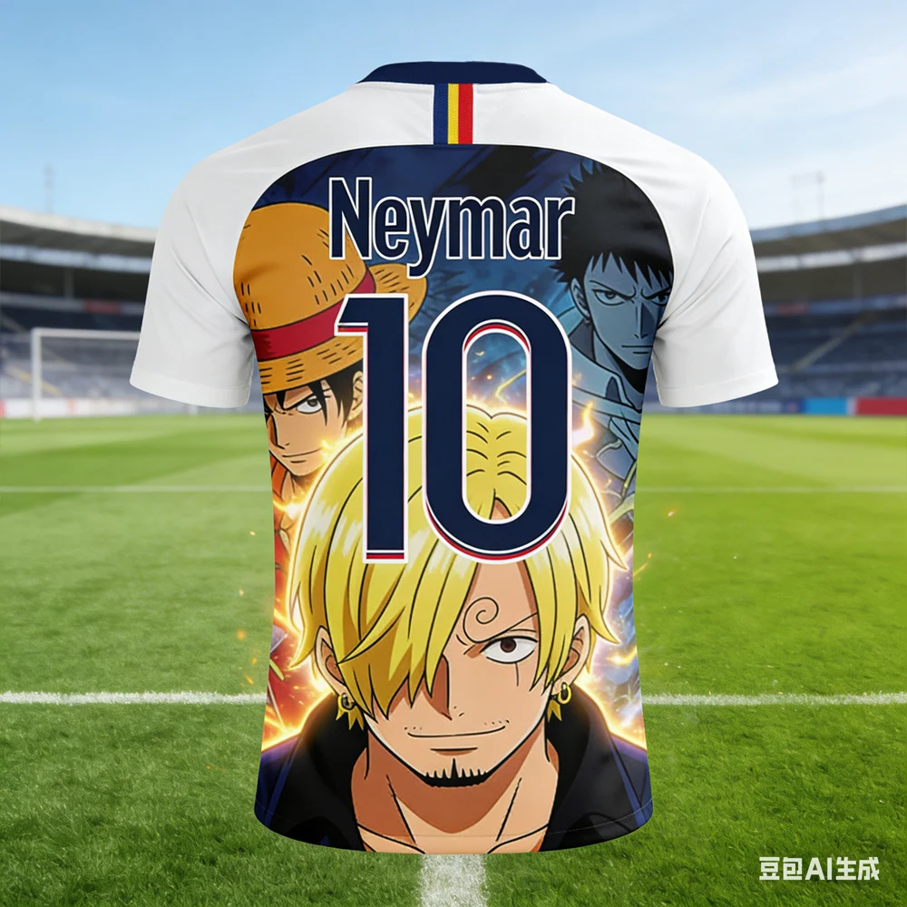 Neymar Generado por IA por Sanji # Camiseta de Fútbol Transpirable para Hombre 2026, Camiseta de Entrenamiento para Niños con Diseño de Anime, para Fanáticos del Fútbol